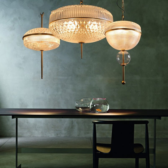American Retro Glass Cans Shade Pendant Lights Modern Kitchen Hanging Lamp Living Room Dining Room