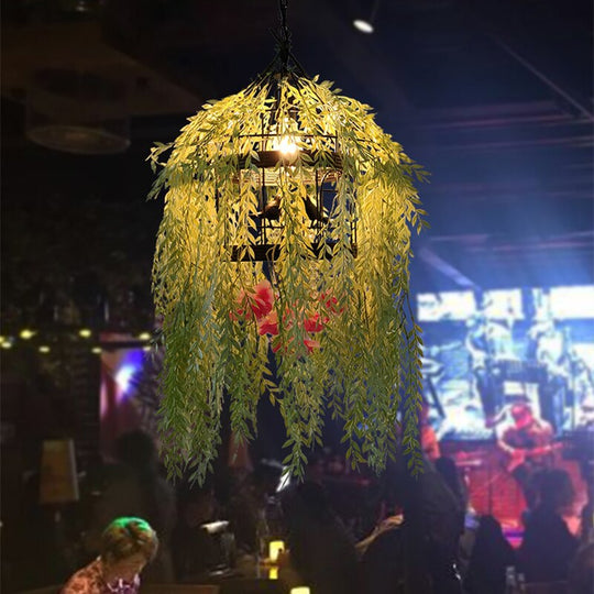 Plant Hot Pot Restaurant Chandelier Theme Creative Private Room Card Seat Wrought Iron Bird Cage