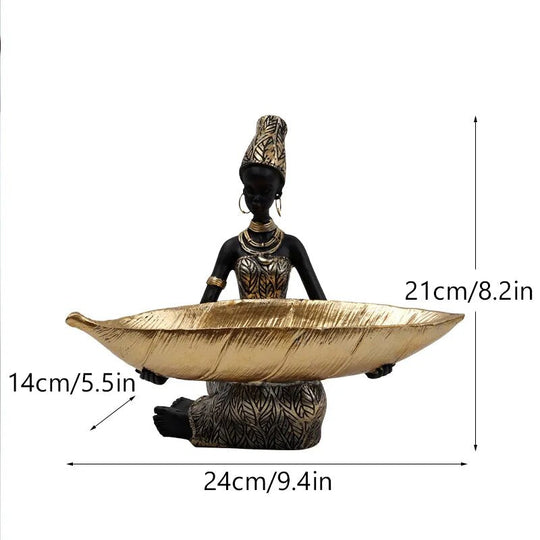 Saakar Resin Exotic Black Woman Storage Figurines Africa Figure Home Desktop Decor Keys Candy