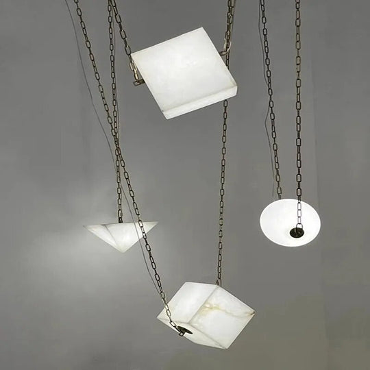 Geometry Art Marble Design Trendy Led Ceiling Hanging Lamps Chandelier Lumunaire Indoor Lighting