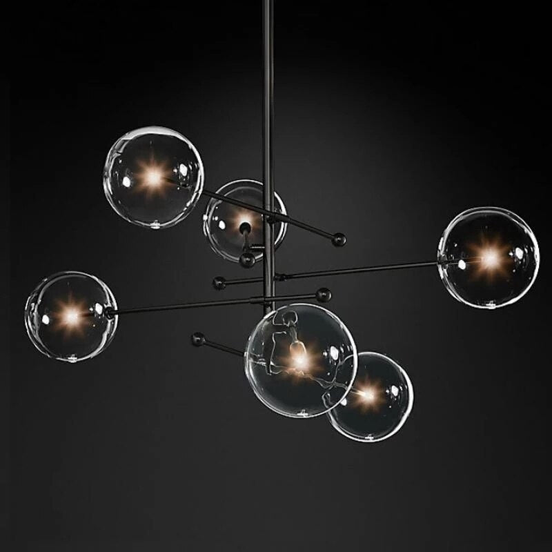 Modern Bronze Glass Pendant Light Bubbles Chandelier Study Living Room Restaurant Hanging Lamp Decor