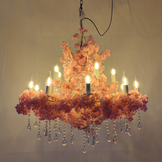 Simulation Flower Crystal Restaurant Wedding Banquet Pendant Light Art Hotel Decoration Green Plant