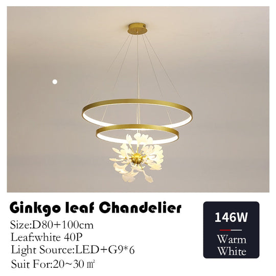 Nordic Minimalist Pendant Lights Living Room Geometric Line Ginkgo Lamp Simple Modern Luxury