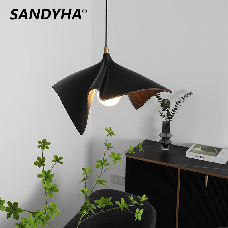 Nordic Simple Single Head Chandelier Creative Leaf Resin Pendant Lamp Home Stay Dining Bedroom Study