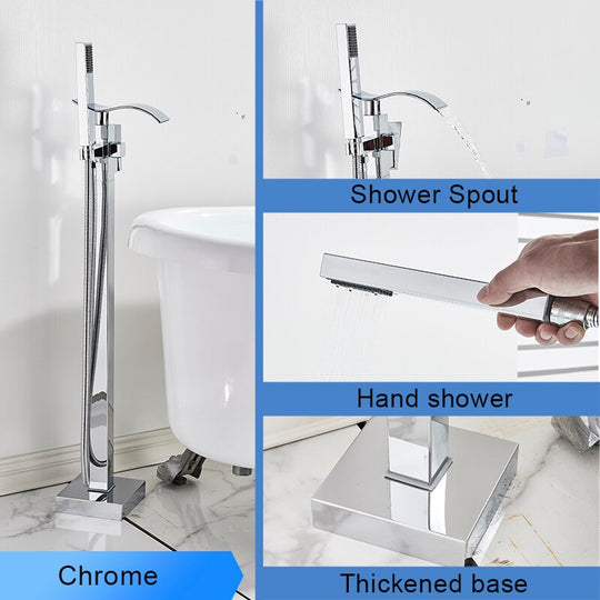 Bathroom Bathtub Faucet Black Flooring Standing Single Handle Cold And Hot Water Mixer Tap Crane