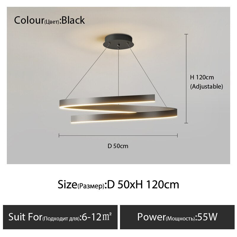 Dining Room Chandelier Master Bedroom Light Modern Minimalist Living Dining Table Round Lamps Black