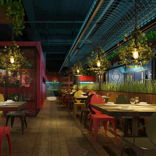 Net Red Plant Chandelier Music Restaurant Theme Bar Clear Milk Tea Shop Creative Forest Decoration