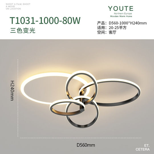 Gold White Modern Led Chandelier Lighting For Living Study Room Dimmable Indoor Ceiling Lamp Parlor