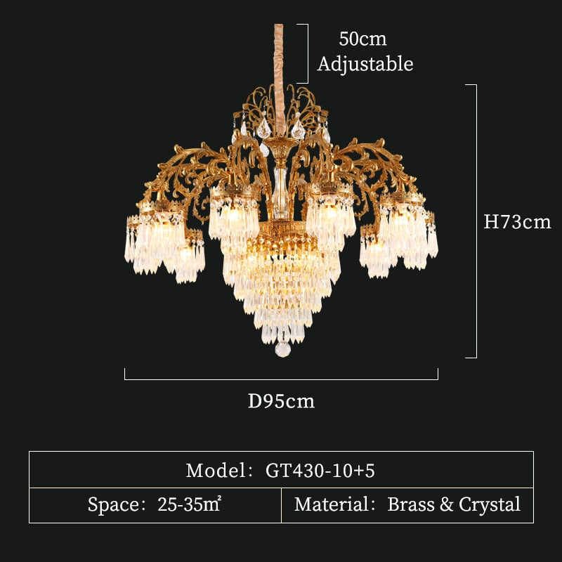 Victoria Solid Brass/Copper Hanging Light Fixture Pendants Raindrop Crystal Glass Prism Chandelier