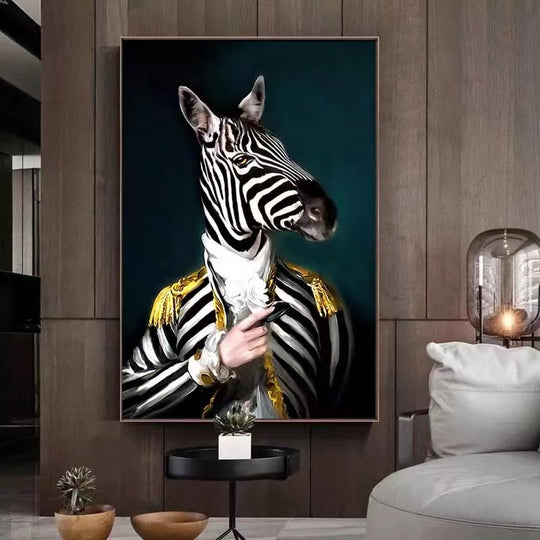 Animal Art Canvas Poster - Zebra Lion Elephant Oil Prints For Living Room Decor Printings
