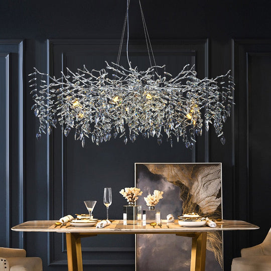 Modern Dining Room Led G9 Branch Pendant Lights - Chrome Finish Chandelier