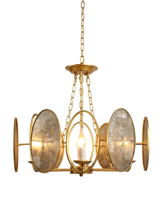American Retro Glass Chandelier Wrought Iron Candle Villa Rustic Rural Living Room Dining Lobby
