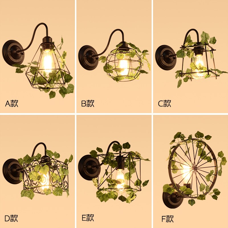 Plant Wall Lamp Creative Music Restaurant Bar Industrial Wind Wheel Personality Clear Decoration