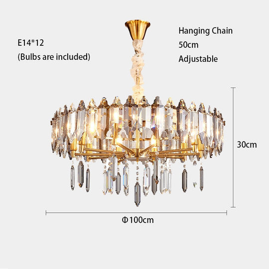 Modern Dimmable Led Chandeliers - Black Gray Crystal Lustres For Bedroom Decor &amp; Ceiling Home