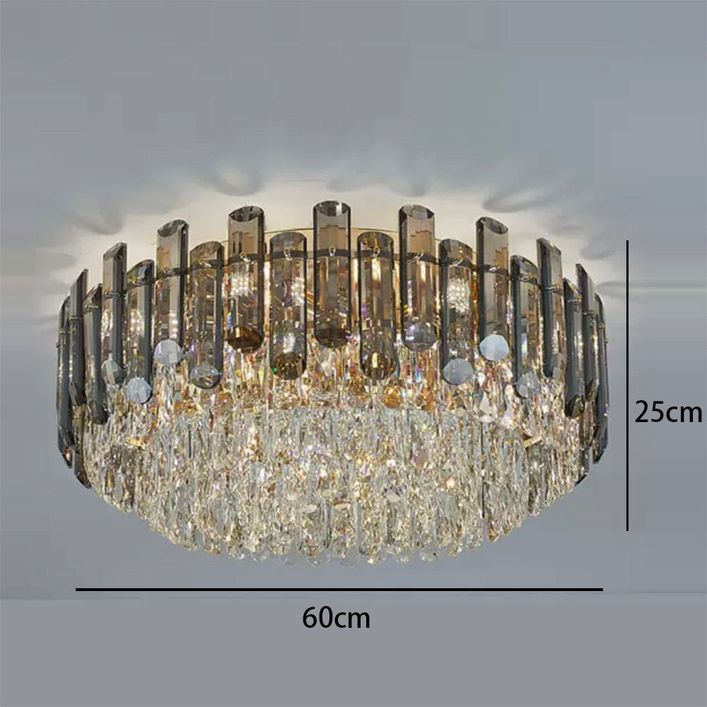 Modern Crystal Led Luxury Ceiling Lights - Round Lamps For Indoor Home Lighting &amp; Living Room Decor