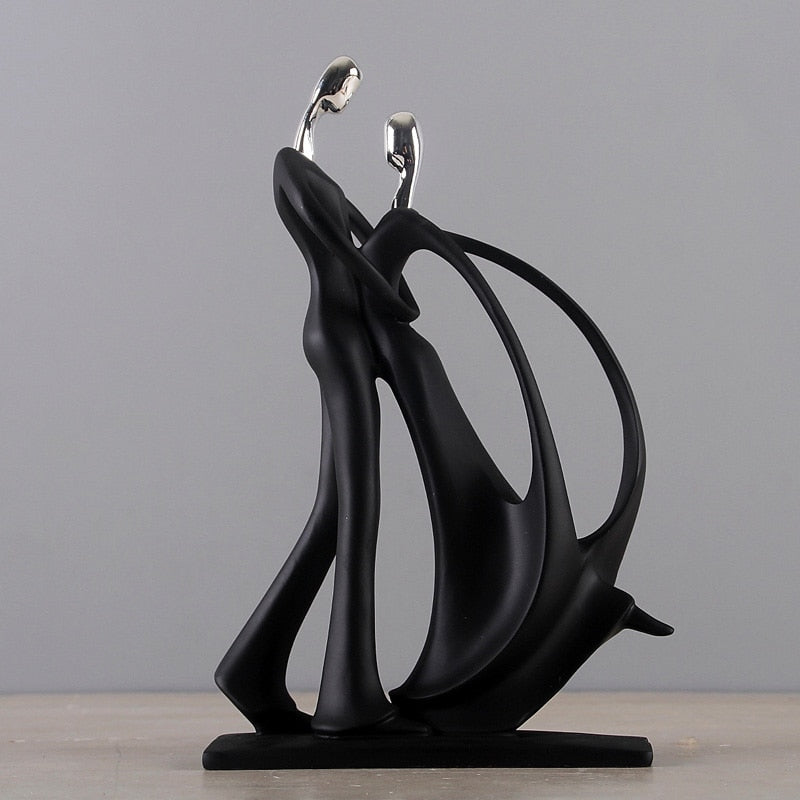 Nordic - Inspired Elegant Dancing Duo Resin Figurine - Home Decor Accent For Living Space