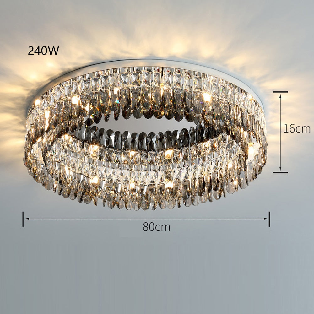 Luxury Square Crystal Led Ceiling Lights - Modern Dimmable Lamps For Elegant Living Room Decor &amp;