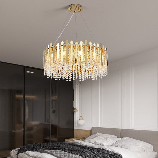 Luxury Dimmable Led Ceiling Chandeliers - Glass Gold Hanging Lamps With Remote Control For Home