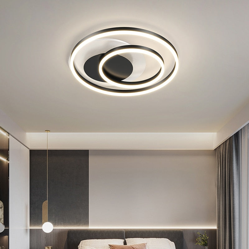 Master Bedroom Chandelier Gold/Black Creative Personality Romantic Led Ceiling Lights Round Simple