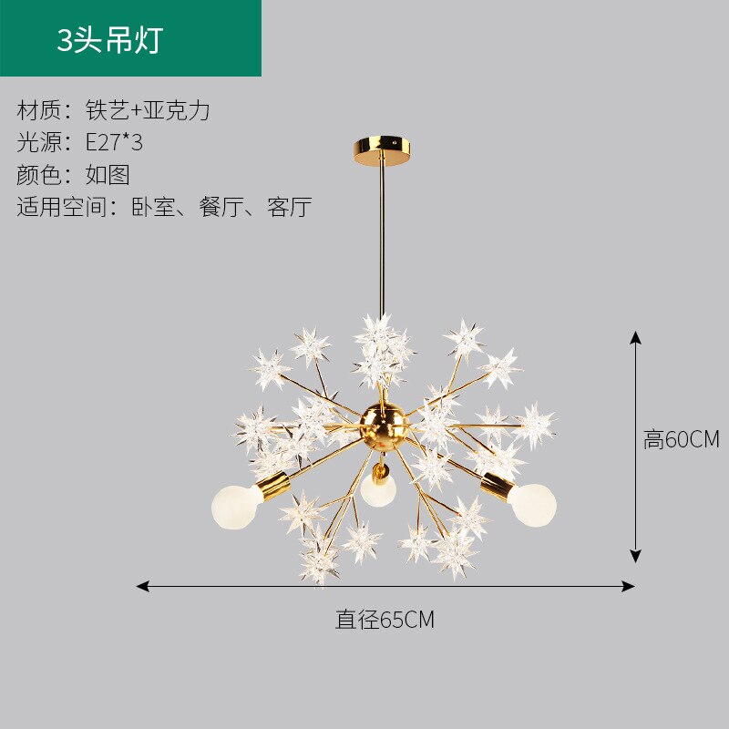Postmodern Simple Atmosphere Led Star Lamp Gold Pendant Lights Lustre Pendente Corridor Porch