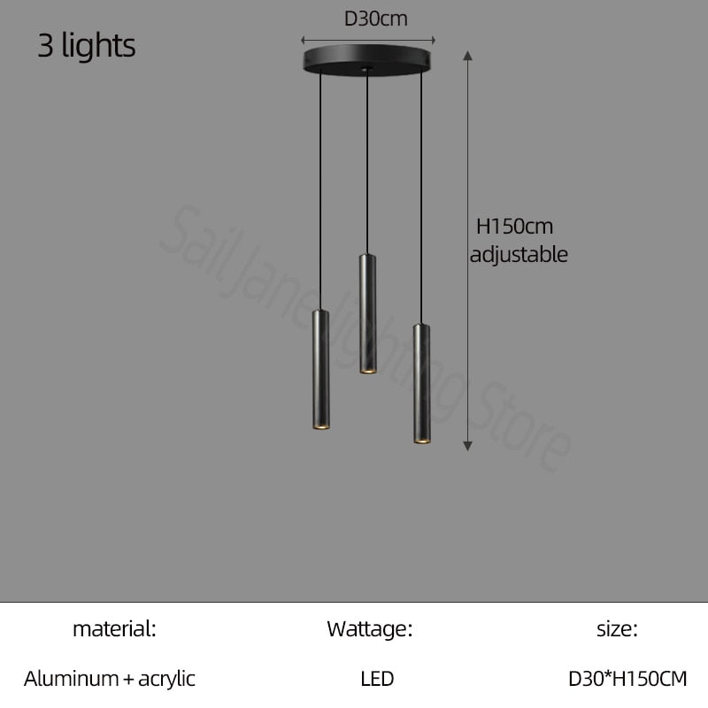 Cylindrical Long Pendant Lamp Nordic Modern Living Room Designer Loft Simple Kitchen Bedroom Bar