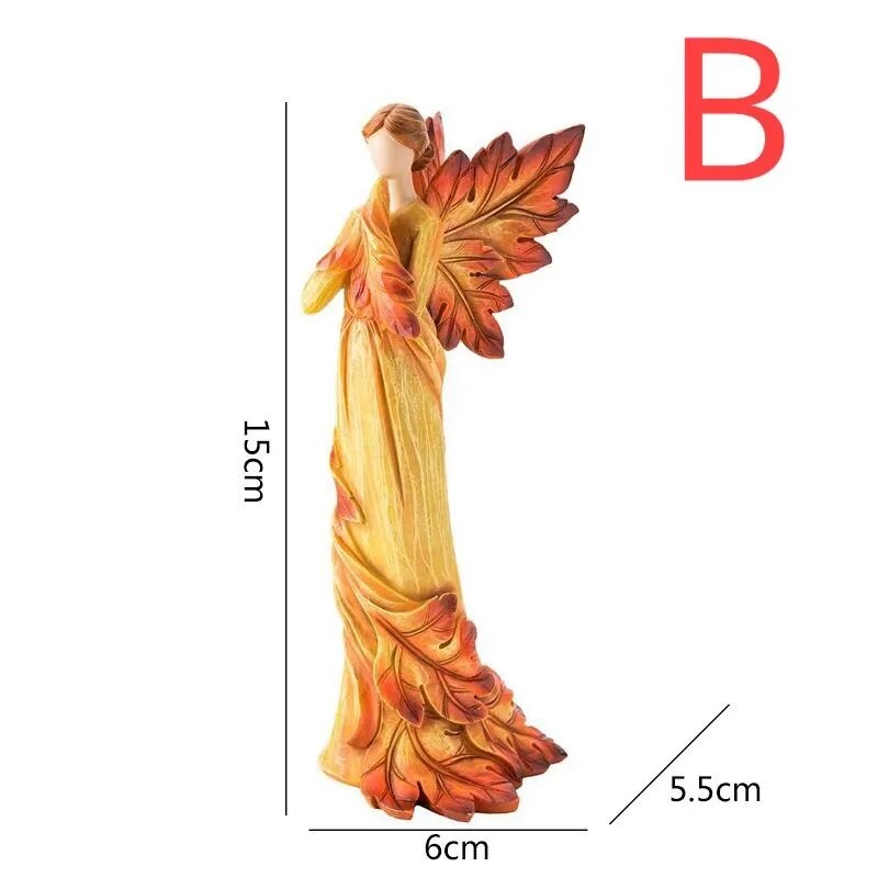 Autumn Maple Leaf Angel Wing Figurines Statue Desktop Ornaments Creative Resin Sculpture For Garden