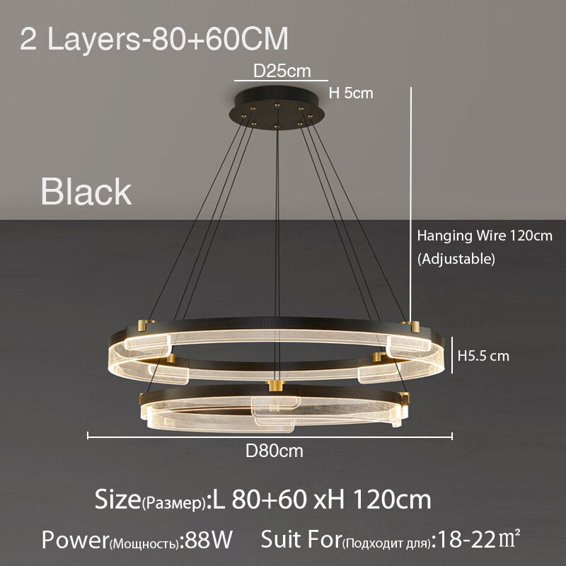 Dining Room Lamp Nordic Led Chandelier Modern Minimalist Study Bedroom Homestay Tea 2 Layers 80