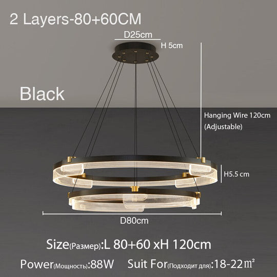 Dining Room Lamp Nordic Led Chandelier Modern Minimalist Study Bedroom Homestay Tea 2 Layers 80