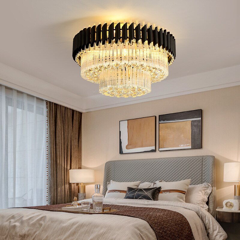 Luxury Rectangular Crystal Ceiling Lamp - Dazzling Large - Scale Lighting For Elite Living Rooms &amp;