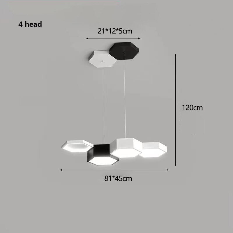 Modern Black White Pendant Lamp Geometric Polygon Led Chandelier Dining Table Living Room Bar
