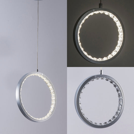 Nordic Circular Ring Crystal Pendant Light Modern Hanging Lamp Stairway Corridor Lustre Chandelier