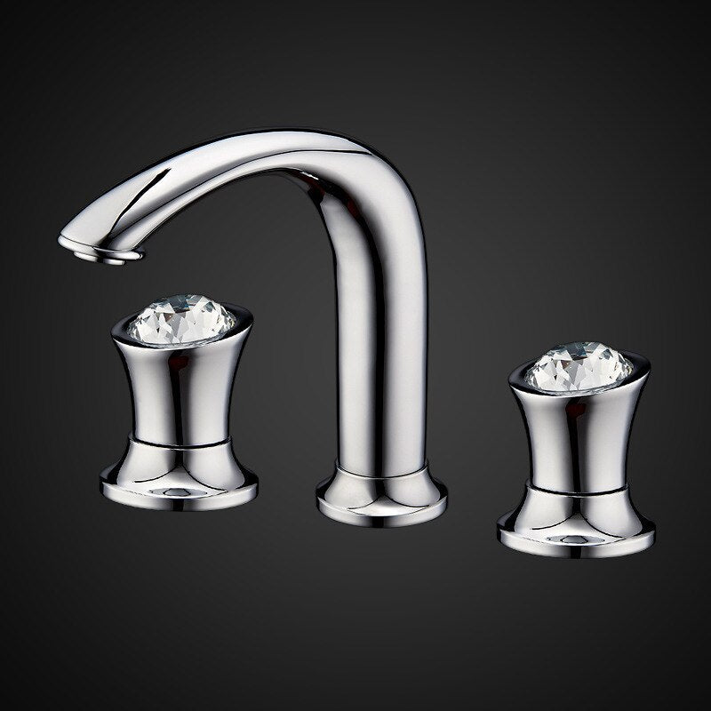 Basin Faucets Rose Gold Brass Bathroom Sink Holes Double Handle Luxury Bathbasin Bathtub Taps Hot