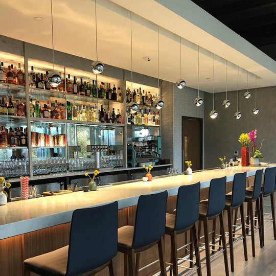 Rotatable Bedside Led Pendant Lights: Modern Gold Chrome Metal Lighting For Bar Restaurant And