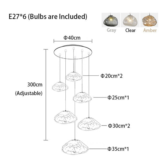 Cloud Glass Dimmable Led Lights Modern Ceiling Chandeliers New Lustres Stair Pendant Lamps Home