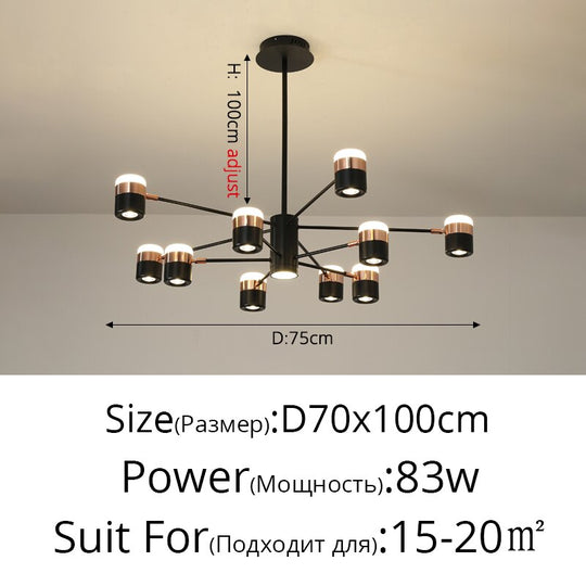 Modern Led Rotatable Bright Chandelier Lighting Restaurant Spotlight Hanging Lamp Nordic Living