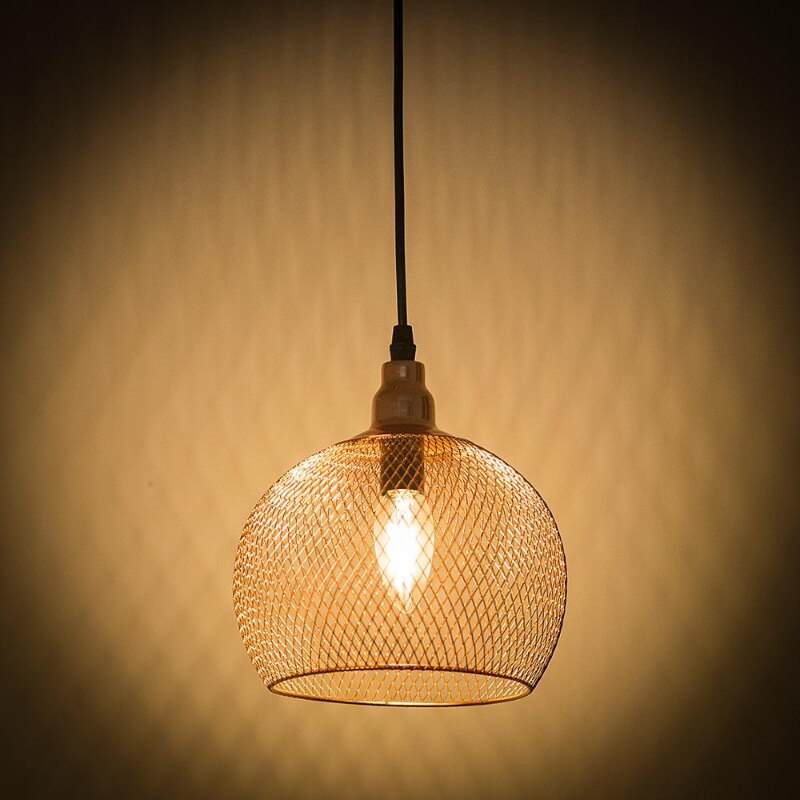 Nordic Restaurant Bar Lighting Living Room Walkway Retro Rose Gold Bird Cage Creative Light Fixture