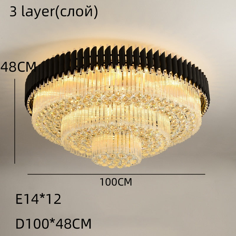 Luxury Rectangular Crystal Ceiling Lamp - Dazzling Large - Scale Lighting For Elite Living Rooms &amp;