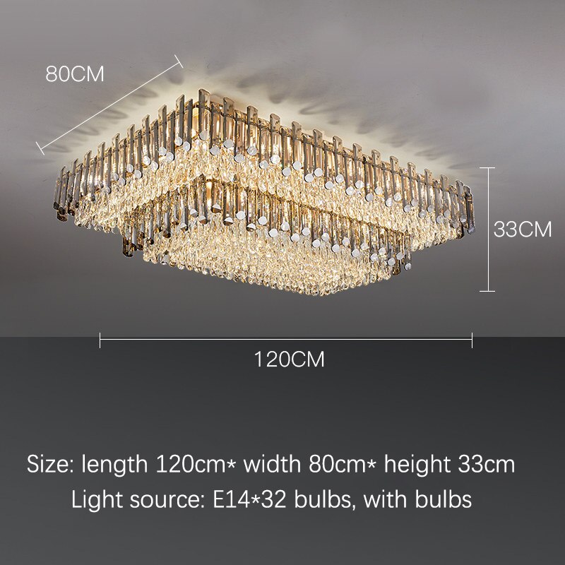 Modern Luxury Crystal Ceiling Chandelier For Living Dining Room New Design Kitchen Rectangular Led