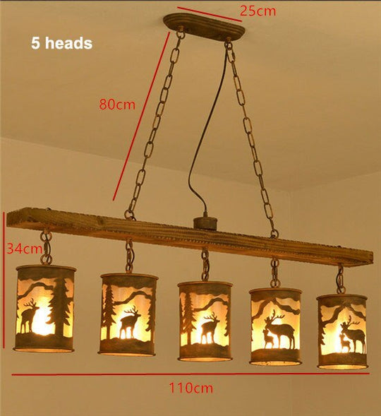 Vintage Industrial Style Creative Restaurant Pendant Lamps Cafe Bar Table Light Personalized Wood