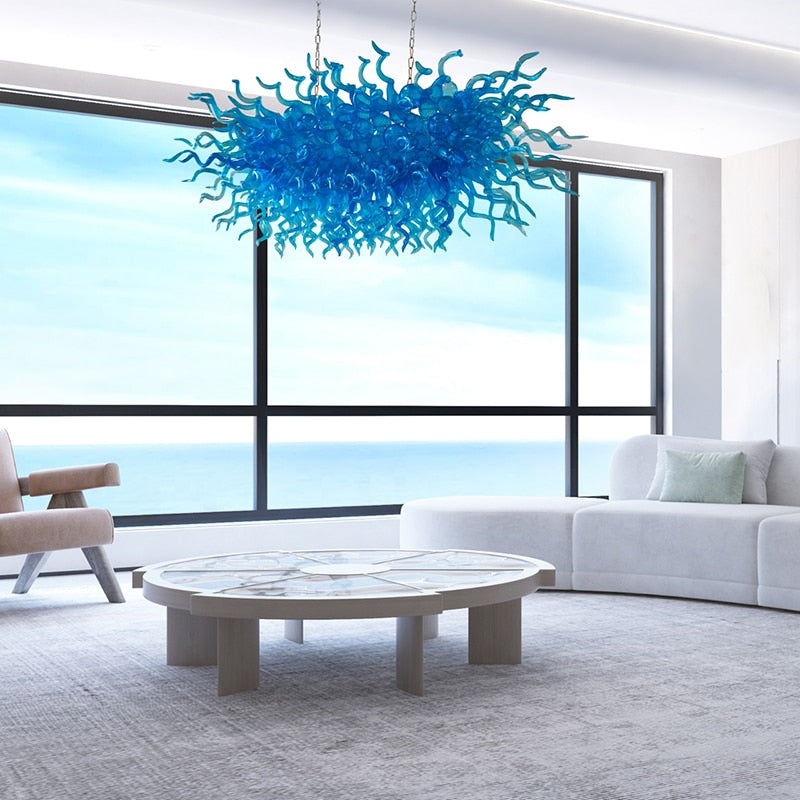 Aqua Light Fixture Designer Lamp Led Lights 100% Hand Blown Glass Chandelier Lighting Kitchen
