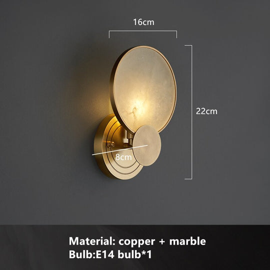 Round Marble Wall Lights Foyer Bedside Lamp Aisle Corridor Bathroom Classical Sconce E14 Bulb 110 -