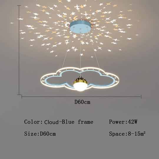 Modern Led Starry Sky Art Deco Chandelier For Bedroom Cloud - Blue - D60Cm / Cool White No Remote