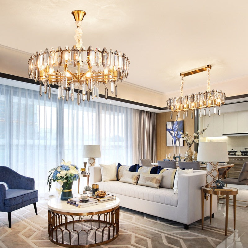 Modern Dimmable Led Chandeliers - Black Gray Crystal Lustres For Bedroom Decor &amp; Ceiling Home