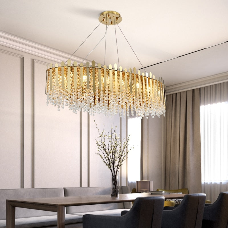 Luxury Dimmable Led Ceiling Chandeliers - Glass Gold Hanging Lamps With Remote Control For Home
