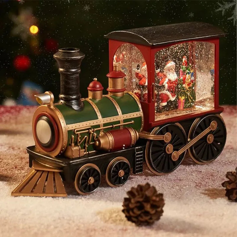 Santa Claus Snowman Christmas Gift Eve Music Box Train Crystal Ball Ornaments Table Decoration