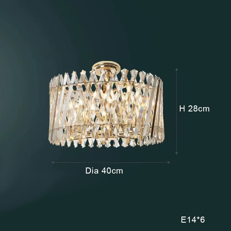 Nordic Luxury Gold Crystal Led Ceiling Lamp - Dimmable Chandelier For Home Decor &amp; Dining Room