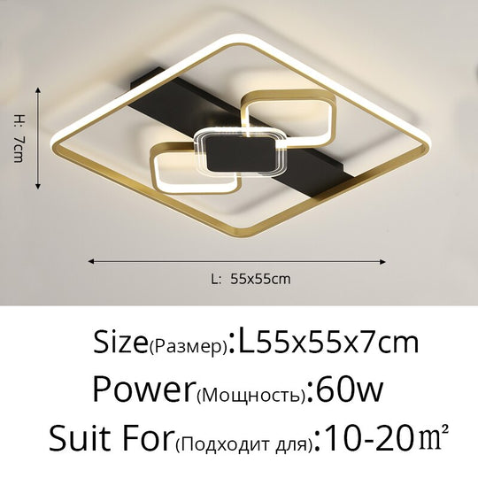 Modern Minimalist Ceiling Lights Gold Black White Geometric Lamp For Kitchen Living Room Bedroom