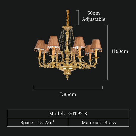 Fabric Lampshade Brass Lamp Ceiling Lights Modern Pendant For Living Room American Chandelier