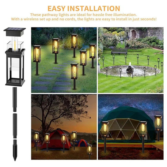Solar Outdoor Garden Light Waterproof Pathway Tungsten Landscape Warm White Night For Lawn Patio