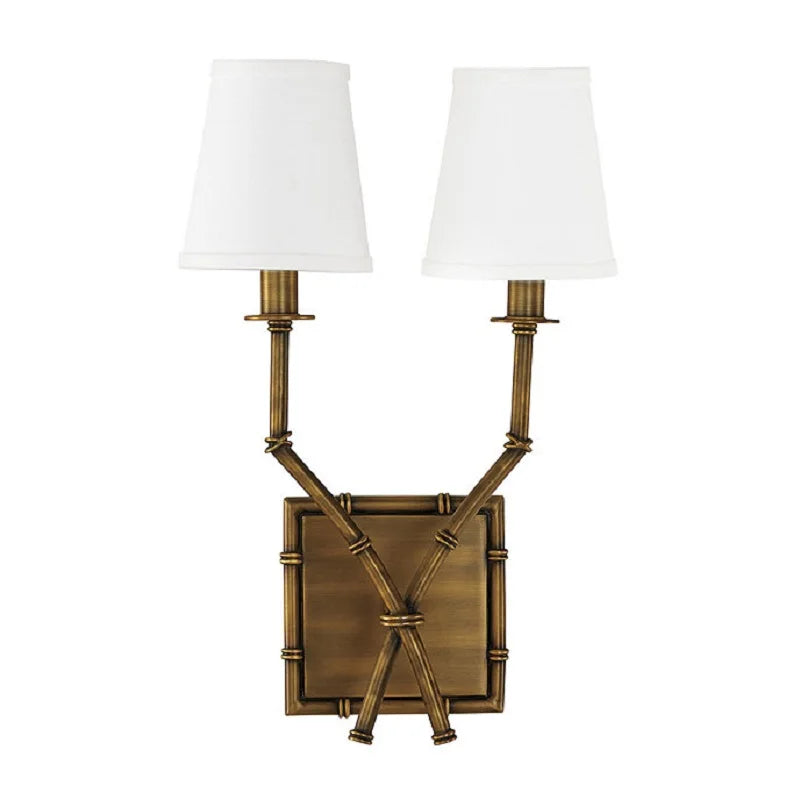 Elliot Nordic Double - Headed Linen Wall Lamp - Iron Bamboo Design For Bedroom And Living Room Wall